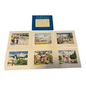 6 Vintage Adolph Treidler Color Prints Bermuda‎ Unframed